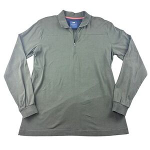 Guide London Polo Shirt Men XL Green 1/4 Zip Long Sleeve Capsule Wardrobe Work